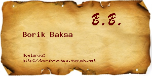 Borik Baksa névjegykártya